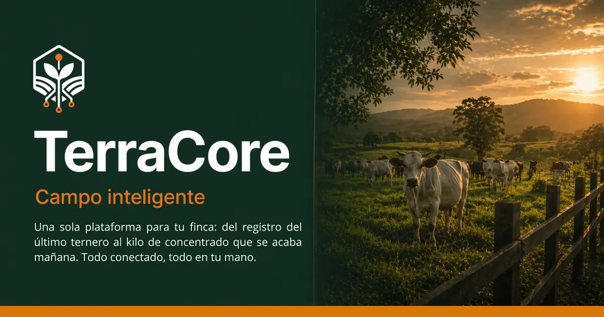 Dashboard de TerraCore: métricas en tiempo real, gráficas de producción y distribución de ganado